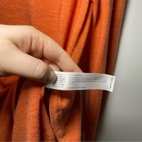 COPY - Eileen Fisher Women Coral orange 100% merino wool crewneck long tunic sw… - Picture 7 of 8